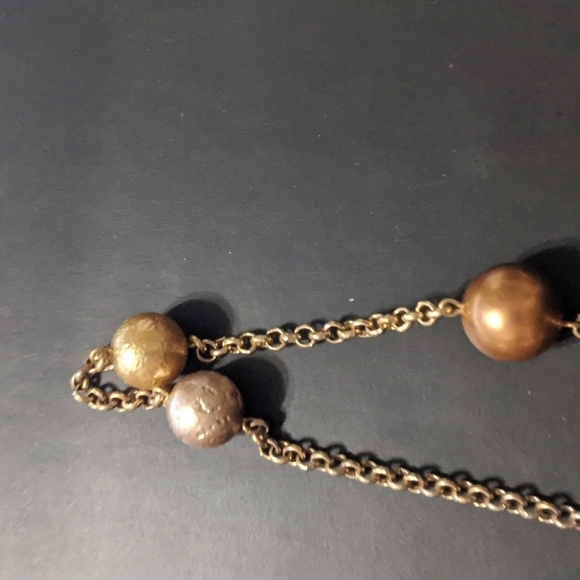 Gold Tone Bauble and Chain Statement Necklace - Picture 3 of 3